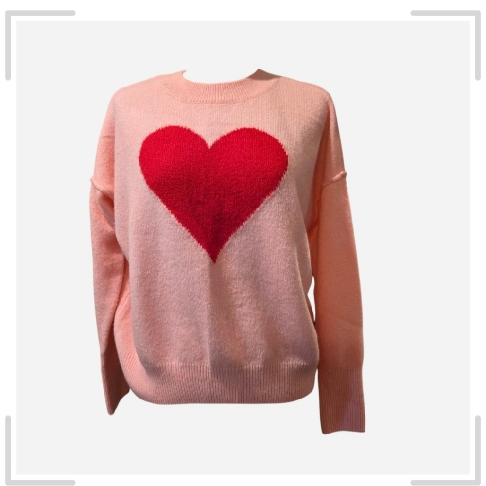 CeCe Pink Sweater with Red Heart. Sz XS.  NWOT.